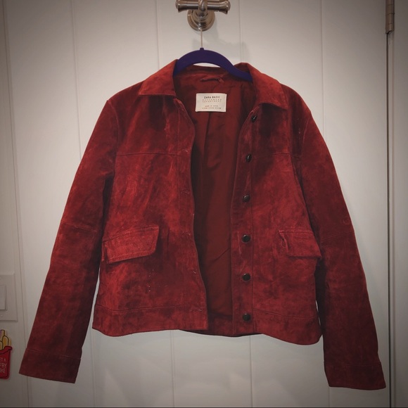 zara red suede jacket